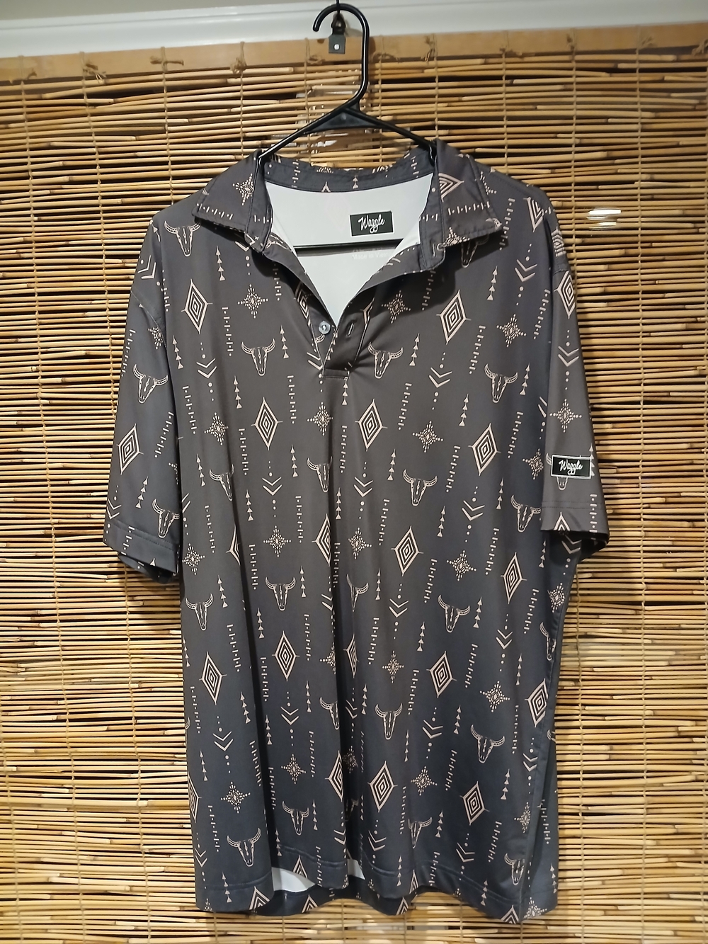 Men's Charcoal Geometric retro Short-Sleeve Polo